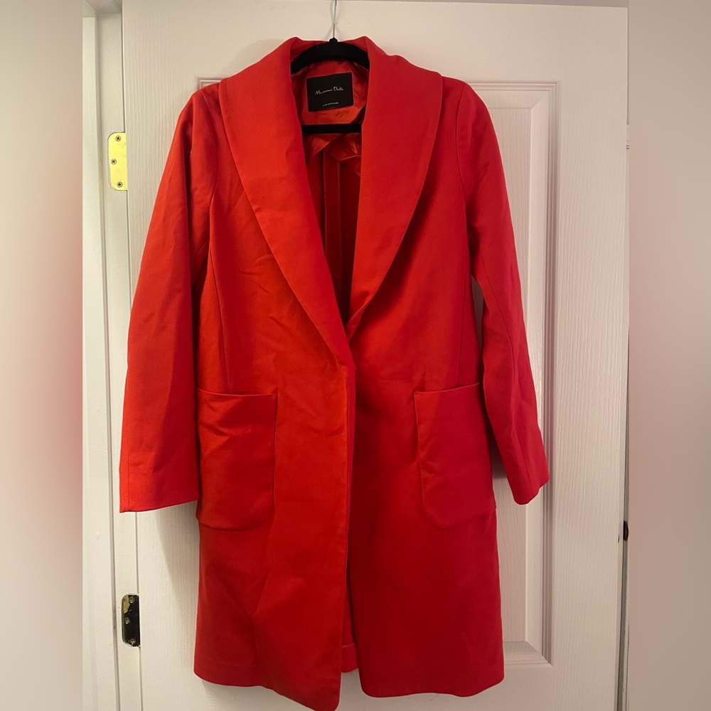 Massimo Dutti Red Wool Coat